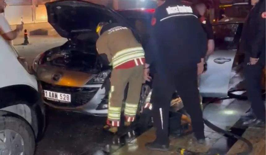 Düzce’de maskeli bir kişi otomobili kundakladı